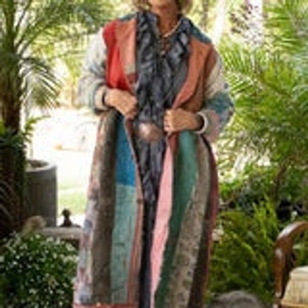 JADED GYPSY Patchwork Kantha Quilted Duster Coat Kimono Boho Festival